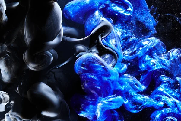 Dark Blue Abstract Ocean Background Splashes Drops Waves Shining Paint — Stockfoto