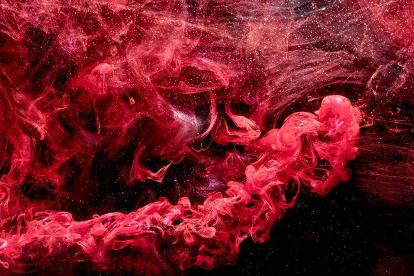 Red Abstract Ocean Background Splashes Waves Paint Water Clouds Smoke — 스톡 사진