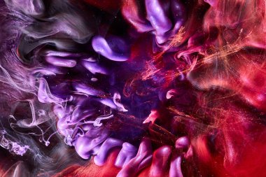 Pink lilac abstract ocean background. Splashes and waves of paint under water, clouds of interstellar smoke in motion