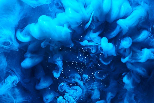 Fondo Marino Abstracto Azul Salpicaduras Olas Pintura Bajo Agua Nubes — Foto de Stock