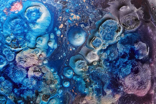 Luxus Abstrakten Hintergrund Flüssige Kunst Blaue Alkoholfarbe Mit Goldenen Farbschlieren — Stockfoto