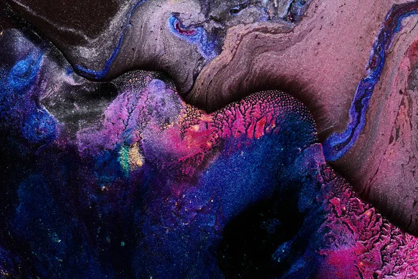 Luxus Abstrakten Hintergrund Flüssige Kunst Blaurote Mischalkoholtinte Mit Goldenen Farbklecksen — Stockfoto