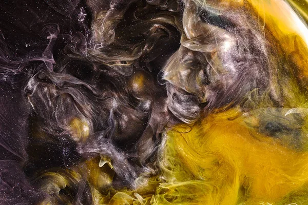Black Yellow Abstract Ocean Background Splashes Waves Paint Water Clouds — 图库照片