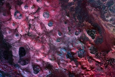 Luxury sparkling abstract background, liquid art. Violet red contrast paint mix, alcohol ink blots, marble texture. Modern print pattern