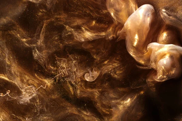 Zwart Goud Abstracte Oceaan Achtergrond Spatten Golven Van Sprankelende Verf — Stockfoto