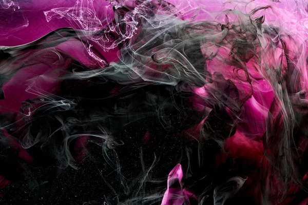 Black Pink Ocean Background Splashes Waves Sparkling Paint Water Clouds — Stockfoto