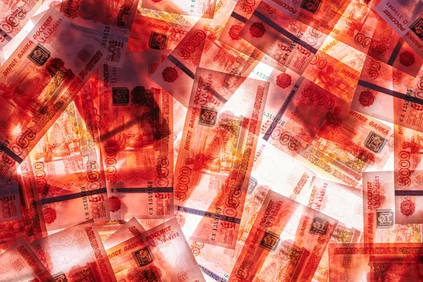 Rublos Rusos Cinco Mil Billetes Fondo —  Fotos de Stock