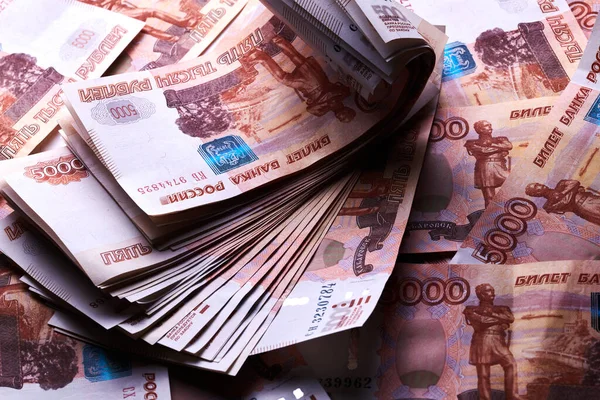 Russische Rubel Fünftausendstel Banknoten — Stockfoto