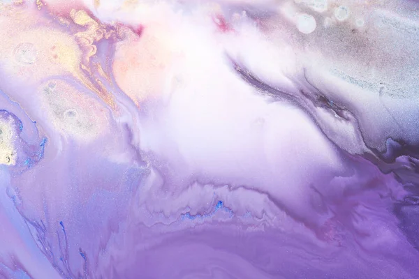 Luxury Sparkling Abstract Background Liquid Art Violet Lilac Contrast Paint — ストック写真