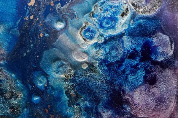 Luxury Abstract Background Liquid Art Blue Alcohol Ink Golden Paint — Stockfoto