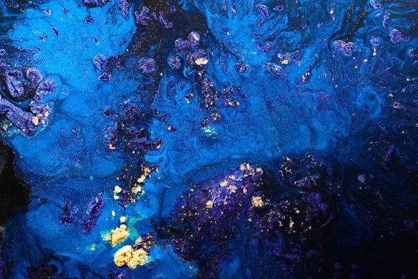 Luxe Abstracte Achtergrond Vloeibare Kunst Blauwe Alcohol Inkt Met Gouden — Stockfoto