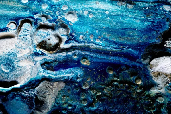 Luxury Abstract Background Liquid Art Blue Alcohol Ink Golden Paint — Stok fotoğraf