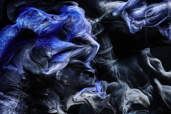 Dark Blue Abstract Ocean Background Splashes Drops Waves Shining Paint — ストック写真