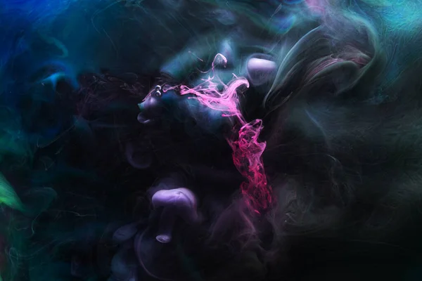 多色のコントラスト液体アートの背景 ペイントインク爆発 抽象的な煙のモックアップ — ストック写真