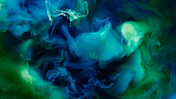 Πράσινο Μπλε Αντίθεση Υγρό Φόντο Τέχνης Έκρηξη Μελανιού Μπογιάς Αφηρημένα — Φωτογραφία Αρχείου