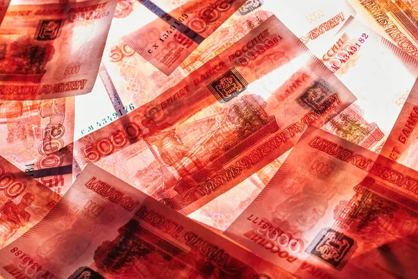 Russian Rubles Five Thousandth Banknotes Background — Stock Photo, Image