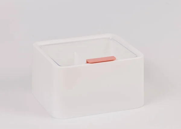 Белый Новый Пустой Пластиковый Органайзер Косметических Продуктов Изолированных Белом Фоне — стоковое фото