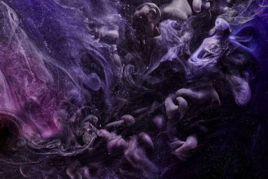 Multicolored contrast outer space abstract background, clouds of interstellar smoke in motion, cosmic swirl of paints