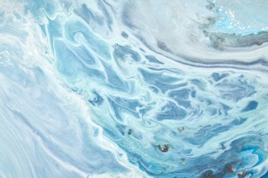 Soyut arkaplan sıvısı sanat, çok renkli mermer doku, boya lekeleri ve lekeler, mavi alkol mürekkebi.