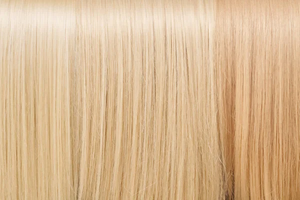 Detailní Textura Vlasy Barvený Písek Blondýny Tónované Rovné Vzorky Pozadí — Stock fotografie
