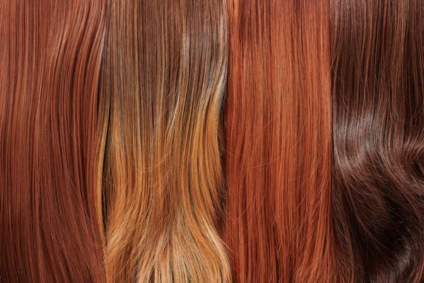 Yakın Çekim Deseni Renkli Saç Seti Arkaplan Iplikçiklerinin Tonlanmış Farklı — Stok fotoğraf