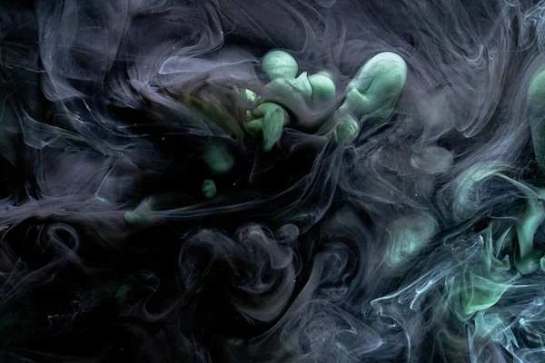 Fondo Arte Líquido Contraste Negro Verde Explosión Tinta Pintura Nubes — Foto de Stock