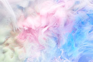 Multicolored abstract smoke background. Mix alcohol ink, creative liquid art mock-up with copy space. Acrylic paint waves underwater clipart