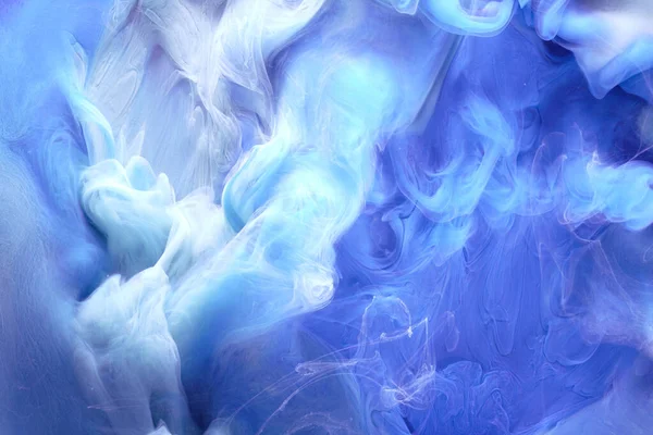 Синій Контрастний Фон Рідкого Мистецтва Вибух Фарби Абстрактні Хмари Димового — стокове фото