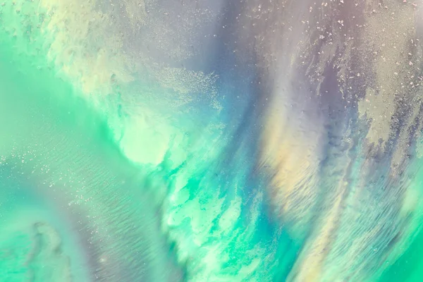 Abstraktní Zelené Pozadí Mnohobarevné Tekuté Umění Vlny Cákance Skvrny Akrylové — Stock fotografie