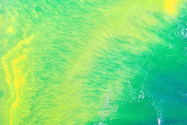 Abstract Green Color Background Multicolored Fluid Art Waves Splashes Blots — Stock Photo, Image
