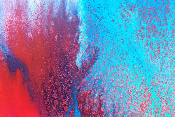 Fondo Abstracto Creativo Multicolor Tinta Roja Alcohol Azul Explosión Manchas — Foto de Stock