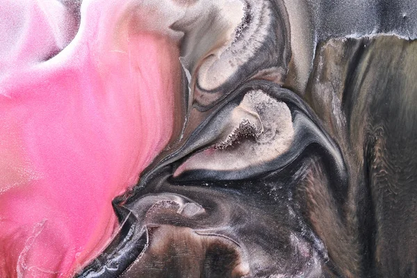 多色の創造的な抽象的な背景 ピンクブラックアルコールインク シミや絵の具のストローク 大理石のテクスチャ — ストック写真