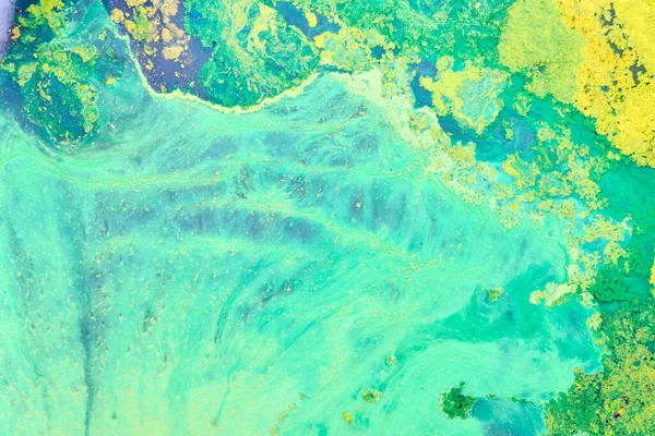 Αφηρημένο Πράσινο Χρώμα Φόντο Πολύχρωμη Ρευστή Τέχνη Κύματα Πιτσιλιές Και — Φωτογραφία Αρχείου
