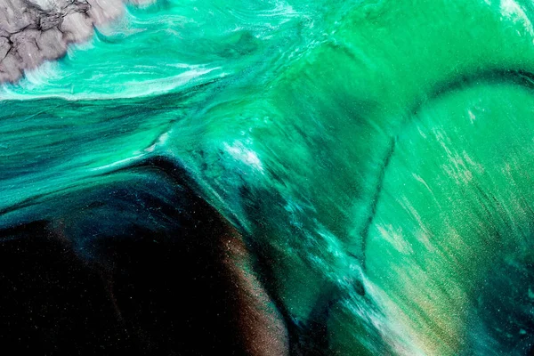 Abstract Groene Kleur Achtergrond Veelkleurige Vloeibare Kunst Golven Spatten Vlekken — Stockfoto