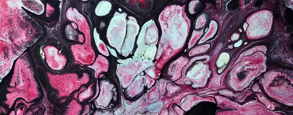 Fondo Abstracto Creativo Multicolor Tinta Rosa Alcohol Negro Olas Manchas —  Fotos de Stock