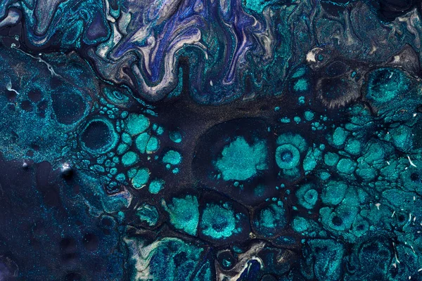 Abstract Blauwe Kleur Achtergrond Veelkleurige Vloeibare Kunst Golven Spatten Vlekken — Stockfoto