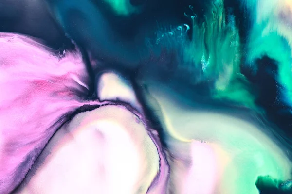 摘要反色背景 奢侈的流体艺术 浪花和斑斑的丙烯酸酒精墨水 油漆在水下 彩色大理石质感 — 图库照片