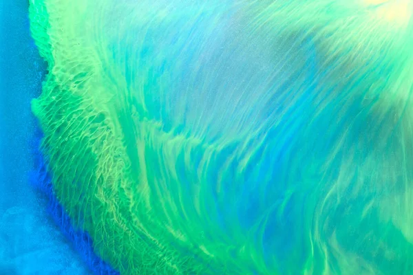 Fondo Color Verde Abstracto Arte Fluido Multicolor Olas Salpicaduras Manchas — Foto de Stock