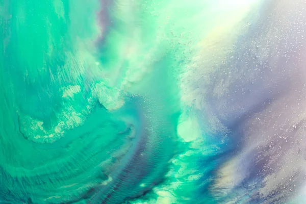 Abstrakte Grüne Farbe Hintergrund Bunte Fluidkunst Wellen Spritzer Und Kleckse — Stockfoto