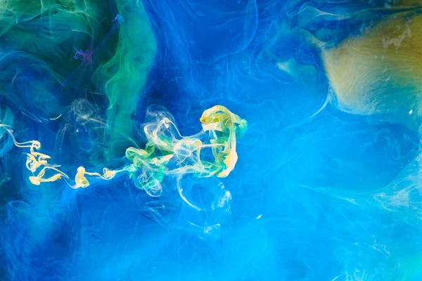 Contraste Azul Fundo Arte Líquido Explosão Tinta Tinta Nuvens Abstratas — Fotografia de Stock