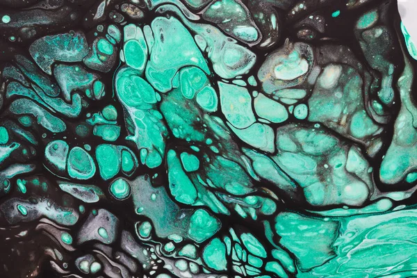 要旨緑色の背景 多色流体芸術 スプラッシュやブロックアクリルアルコールインク 水の下に塗料 — ストック写真