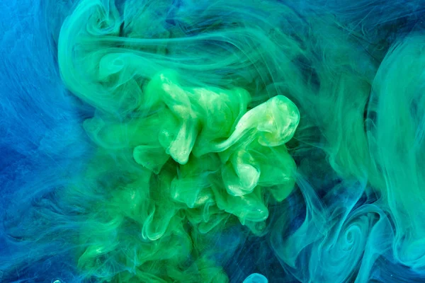 Fondo Humo Abstracto Color Verde Azul Mezclar Tinta Alcohol Arte —  Fotos de Stock