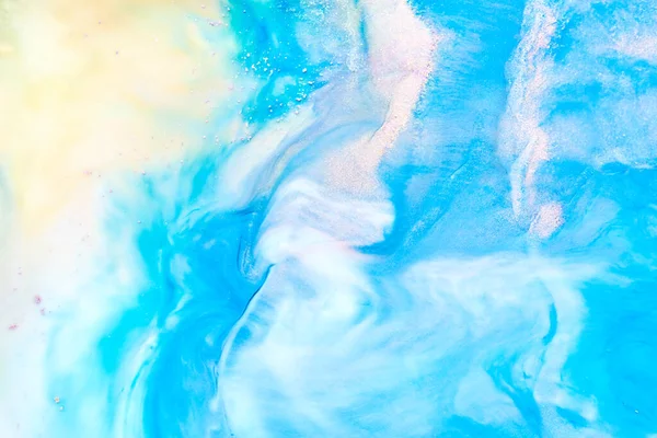 Abstrakte Blaue Farbe Hintergrund Bunte Fluidkunst Wellen Spritzer Und Kleckse — Stockfoto