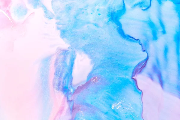 Abstrakte Blaue Farbe Hintergrund Bunte Fluidkunst Wellen Spritzer Und Kleckse — Stockfoto