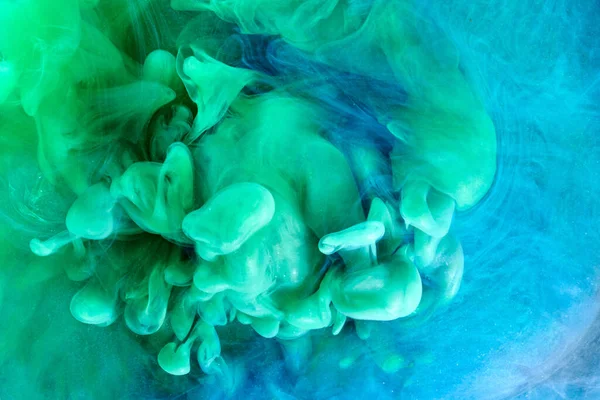 Groen Blauwe Kleur Abstracte Rook Achtergrond Meng Alcohol Inkt Creatieve — Stockfoto