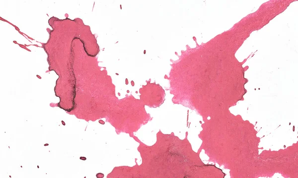 Verf Druppels Spatten Wit Papier Veelkleurige Explosie Roze Rode Magenta — Stockfoto