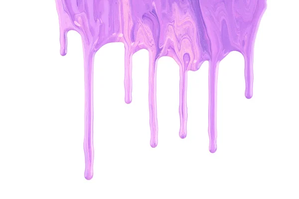 Gotas Pintura Que Fluyen Sobre Papel Blanco Lila Tinta Púrpura —  Fotos de Stock