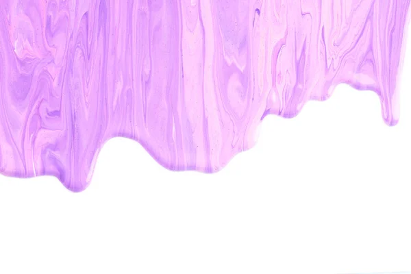 Gotas Pintura Que Fluyen Sobre Papel Blanco Lila Tinta Púrpura —  Fotos de Stock