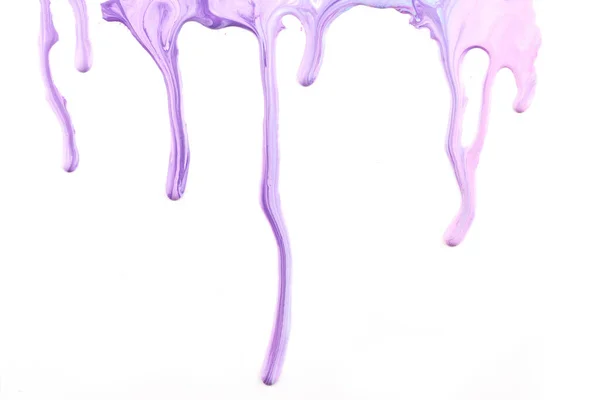 Des Gouttes Peinture Coulent Sur Papier Blanc Encre Violette Lilas — Photo