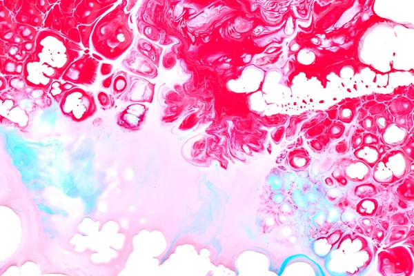 Verf Druppels Spatten Wit Papier Veelkleurige Explosie Roze Blauwe Inkt — Stockfoto